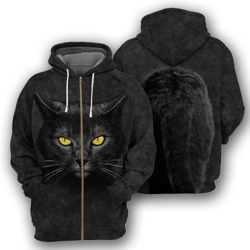Gearhumans Black Cat - 3D All Over Printed Shirt ZG-ZHD31082002 3D Apparel ZIP HOODIE S