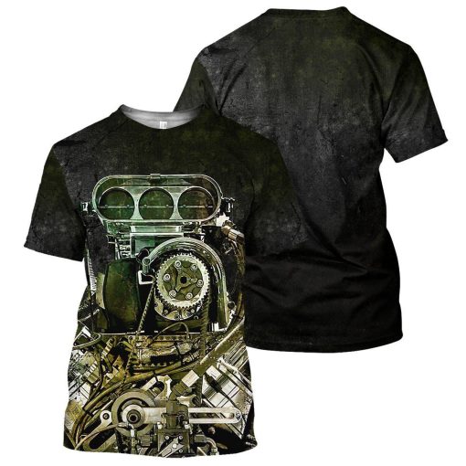 Gearhumans Black Drag Racing - 3D All Over Printed Shirt shirt 3D Apparel T-SHIRT S
