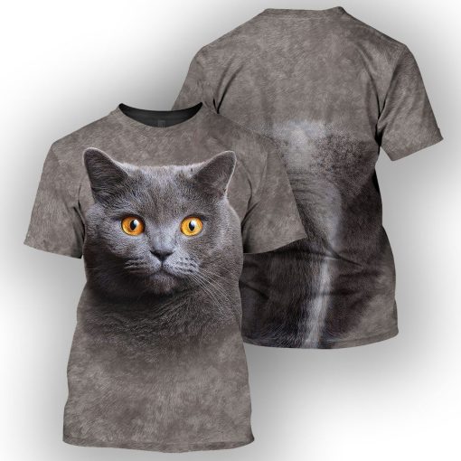 Gearhumans British Shorthair Cat - 3D All Over Printed Shirt ZG-ZHD22092014 3D Apparel T-SHIRT S