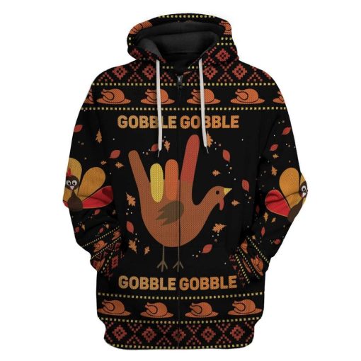 Gearhumans Custom Ugly Gobble Apparel HD-DT17101914 3D Apparel Zip Hoodie S