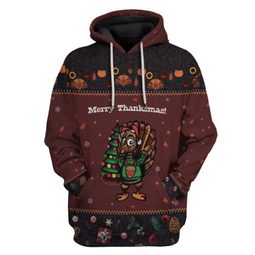 Gearhumans Custom Ugly Turkey Apparel HD-DT18101907 3D Apparel Hoodie S
