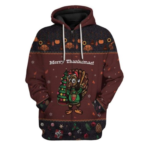 Gearhumans Custom Ugly Turkey Apparel HD-DT18101907 3D Apparel Zip Hoodie S