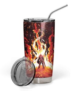 Gearhumans Dearhuman 3D Dark Souls Chosen Undead Through The Bonfire Custom Design Vacuum Insulated Glitter Tumbler GH21054 Glitter Tumbler 20oz/Glitter