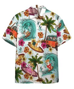 Gearhumans Enjoy Surfing With Corgi Dog Custom Short Sleeve Shirt GS03062120 Hawai Shirt Short Sleeve Shirt S 