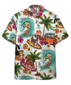 Gearhumans Enjoy Surfing With Dachshund Dog Custom Short Sleeve Shirt GS0306213 Hawai Shirt Short Sleeve Shirt S 