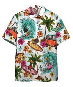 Gearhumans Enjoy Surfing With Doberman Pinscher Dog Custom Short Sleeve Shirt GS0306217 Hawai Shirt Short Sleeve Shirt S 