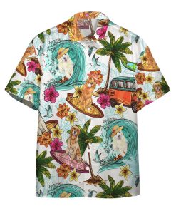 Gearhumans Enjoy Surfing With Golden Retriever Dog Custom Short Sleeve Shirt GS0306211 Hawai Shirt Short Sleeve Shirt S 