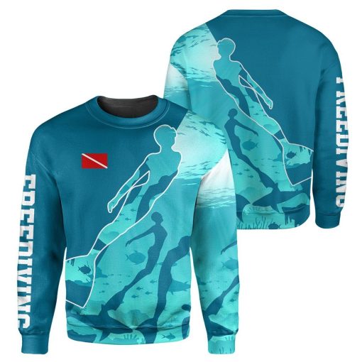 Gearhumans Free Diving - 3D All Over Printed Shirt shirt 3D Apparel LONG SLEEVE S