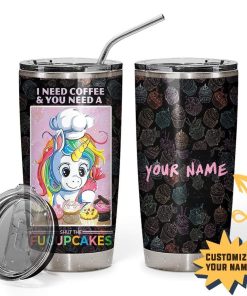Gearhumans Gearhuman 2D Coffee And Shut The Fucupcakes Custom Name Design Vacuum Insulated Tumbler GW01064 Tumbler
