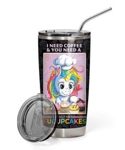 Gearhumans Gearhuman 2D Coffee And Shut The Fucupcakes Custom Name Design Vacuum Insulated Tumbler GW01064 Tumbler