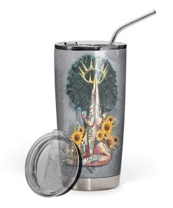 Gearhumans Gearhuman 3D Afro Girl I Am Enough Custom Name Design Vacuum Insulated Tumbler GV100819 Tumbler 20oz