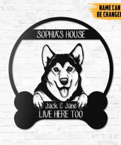 Gearhumans Gearhuman 3D Alaskan Malamute Dogs House Custom Name Metal Sign GW16036 Metal Sign Metal Sign XS(8'x8')