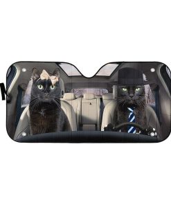 Gearhumans Gearhuman 3D Black Cat Couple Auto Car Sunshade GV17034 Auto Sunshade 57''x27.5''