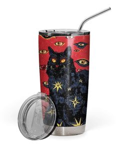 Gearhumans Gearhuman 3D Black Cat Design Vacuum Insulated Glitter Tumbler GL04075 Glitter Tumbler 20oz/Glitter