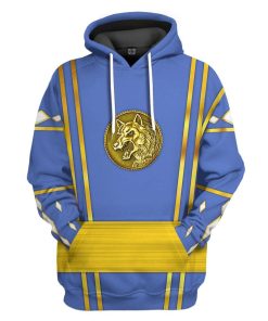 Gearhumans Gearhuman 3D Blue Ninja Mighty Morphin Power Rangers Custom Tshirt Hoodie Apparel GJ24035 3D Apparel Hoodie S