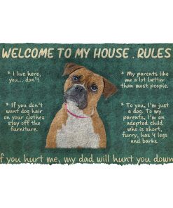 Gearhumans Gearhuman 3D Boxer Dog Welcome To My House Rules Custom Doormat GW12038 Doormat Doormat S(15,8''x23,6'')