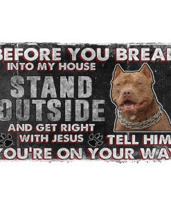 Gearhumans Gearhuman 3D Brown Pitbull Before You Break Into My House Custom Doormat GW010414 Doormat Doormat S(15,8''x23,6'') 