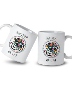 Gearhumans Gearhuman 3D Combo Mother Father Day Cat Gift Custom Name Mug GW300313 Mug 11oz