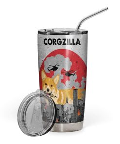 Gearhumans Gearhuman 3D Corgi Puppies Glitter Custom Design Vacuum Insulated Tumbler GL30071 Tumbler 20oz