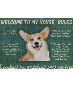 Gearhumans Gearhuman 3D Corgi Welcome To My House Rules Custom Doormat GW120311 Doormat Doormat S(15,8''x23,6'')