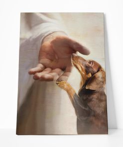 Gearhumans Gearhuman 3D Dachshund Take My Hand Jesus God Custom Canvas GW300312 Canvas 1 Piece Non Frame M