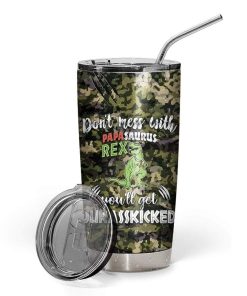 Gearhumans Gearhuman 3D Don't Mess With Papasaurus Camouflage Custom Name Design Vacuum Insulated Tumbler GW11051 Tumbler 20oz