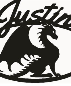 Gearhumans Gearhuman 3D Dragon Sign Custom Name Metal Sign GW16033 Metal Sign Metal Sign XS(8'x8')