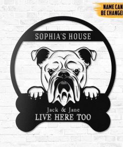 Gearhumans Gearhuman 3D English Bulldogs House Custom Name Metal Sign GW160310 Metal Sign Metal Sign XS(8'x8')