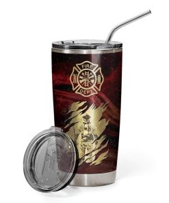 Gearhumans Gearhuman 3D Firefighter American Flag Custom Name Design Vacuum Insulated Tumbler GW11053 Tumbler 20oz