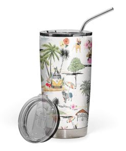Gearhumans Gearhuman 3D French Bulldog Hawaii Beach Retro Custom Design Vacuum Insulated Tumbler GV22064 Tumbler 20oz