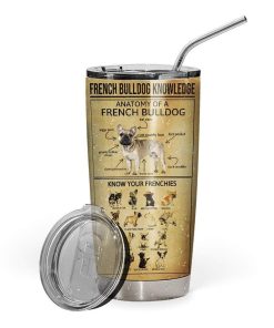 Gearhumans Gearhuman 3D French Bulldog Knowledge Custom Design Vacuum Insulated Tumbler GV22061 Tumbler 20oz