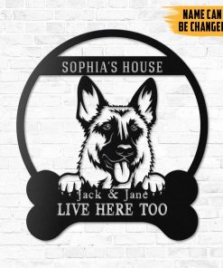 Gearhumans Gearhuman 3D German Shepherd Dogs House Custom Name Metal Sign GW16037 Metal Sign Metal Sign XS(8'x8')