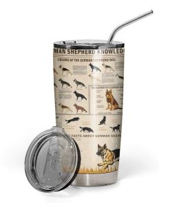 Gearhumans Gearhuman 3D German Shepherd Knowledge Custom Name Design Vacuum Insulated Tumbler GV14053 Tumbler 20oz