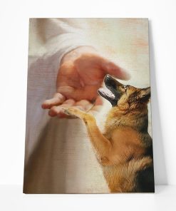 Gearhumans Gearhuman 3D German Shepherd Take My Hand Jesus God Custom Canvas GW30034 Canvas 1 Piece Non Frame M
