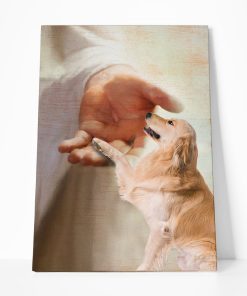 Gearhumans Gearhuman 3D Golden Retriever Take My Hand Jesus God Custom Canvas GW30033 Canvas 1 Piece Non Frame M