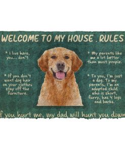Gearhumans Gearhuman 3D Golden Retriever Welcome To My House Rules Custom Doormat GW120310 Doormat Doormat S(15,8''x23,6'')