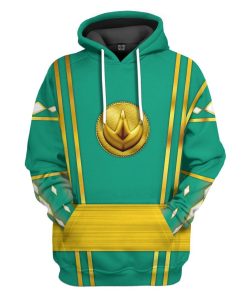 Gearhumans Gearhuman 3D Green Ninja Mighty Morphin Power Rangers Custom Tshirt Hoodie Apparel GJ24032 3D Apparel Hoodie S