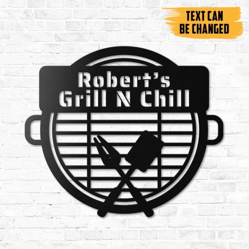 Gearhumans Gearhuman 3D Grilling Custom Text Metal Sign GB19031 Metal Sign Metal Sign XS(8'x8')