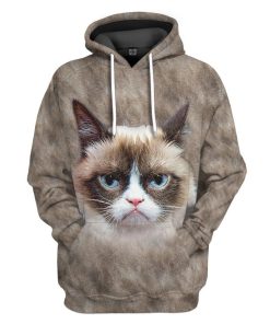 Gearhumans Gearhuman 3D Grumpy Cat Front And Back Tshirt Hoodie Apparel GV12038 3D Apparel Hoodie S