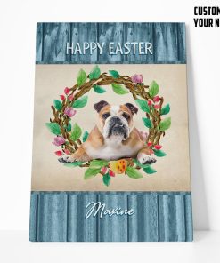Gearhumans Gearhuman 3D Happy Easter Bulldog Custom Name Canvas GW18039 Canvas 1 Piece Non Frame M