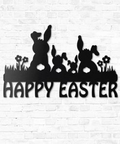 Gearhumans Gearhuman 3D Happy Easter Bunnies Custom Metal Sign GW17033 Metal Sign Metal Sign XS(8'x8')