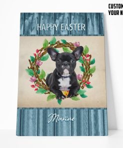 Gearhumans Gearhuman 3D Happy Easter French Bulldog Custom Name Canvas GW18038 Canvas 1 Piece Non Frame M