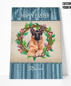 Gearhumans Gearhuman 3D Happy Easter German Shepherd Custom Name Canvas GW18037 Canvas 1 Piece Non Frame M