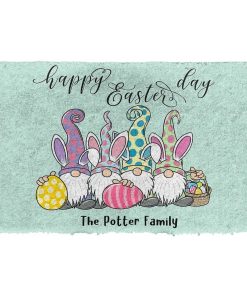 Gearhumans Gearhuman 3D Happy Easter Gnomes Custom Name Doormat GW17032 Doormat Doormat S(15,8''x23,6'') 