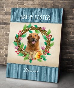 Gearhumans Gearhuman 3D Happy Easter Golden Retriever Custom Name Canvas GW18033 Canvas