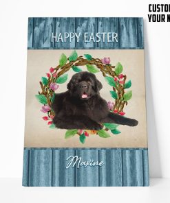 Gearhumans Gearhuman 3D Happy Easter Newfoundland Dog Custom Name Canvas GW18036 Canvas 1 Piece Non Frame M