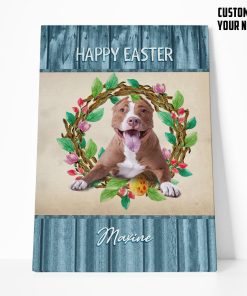 Gearhumans Gearhuman 3D Happy Easter Pitbull Custom Name Canvas GW180310 Canvas 1 Piece Non Frame M