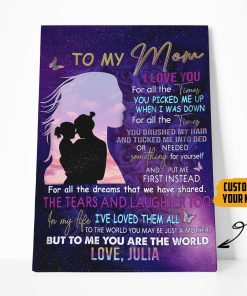 Gearhumans Gearhuman 3D Happy Mothers Day Gift Love My Mom Custom Name Canvas GO25043 Canvas 1 Piece Non Frame M