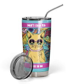 Gearhumans Gearhuman 3D Hippie Cat Custom Design Vacuum Insulated Glitter Tumbler GH210526 Glitter Tumbler 20oz/Glitter