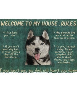 Gearhumans Gearhuman 3D Husky Welcome To My House Rules Custom Doormat GW12034 Doormat Doormat S(15,8''x23,6'')